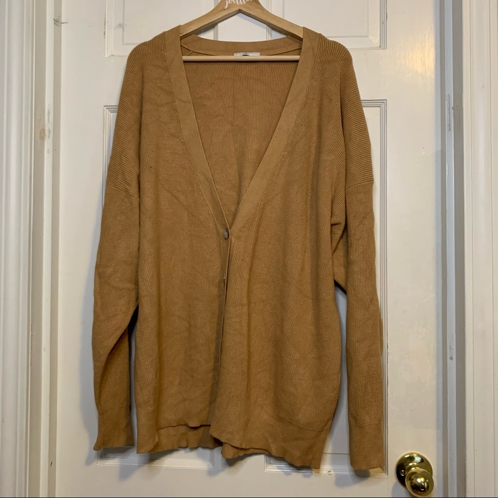 Babaton Rib Knit Camel Tan Cardigan XL
